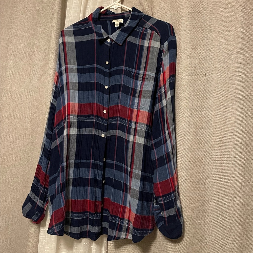 St Johns Bay button down plaid shirt Size XXL